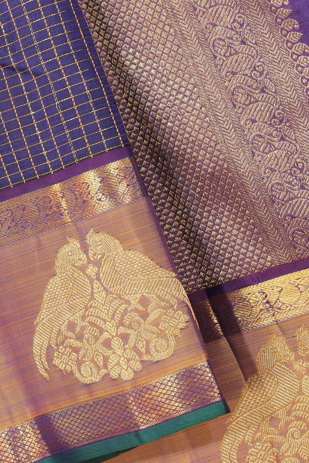 Image of Kanjivaram Silk Navy Blue Saree